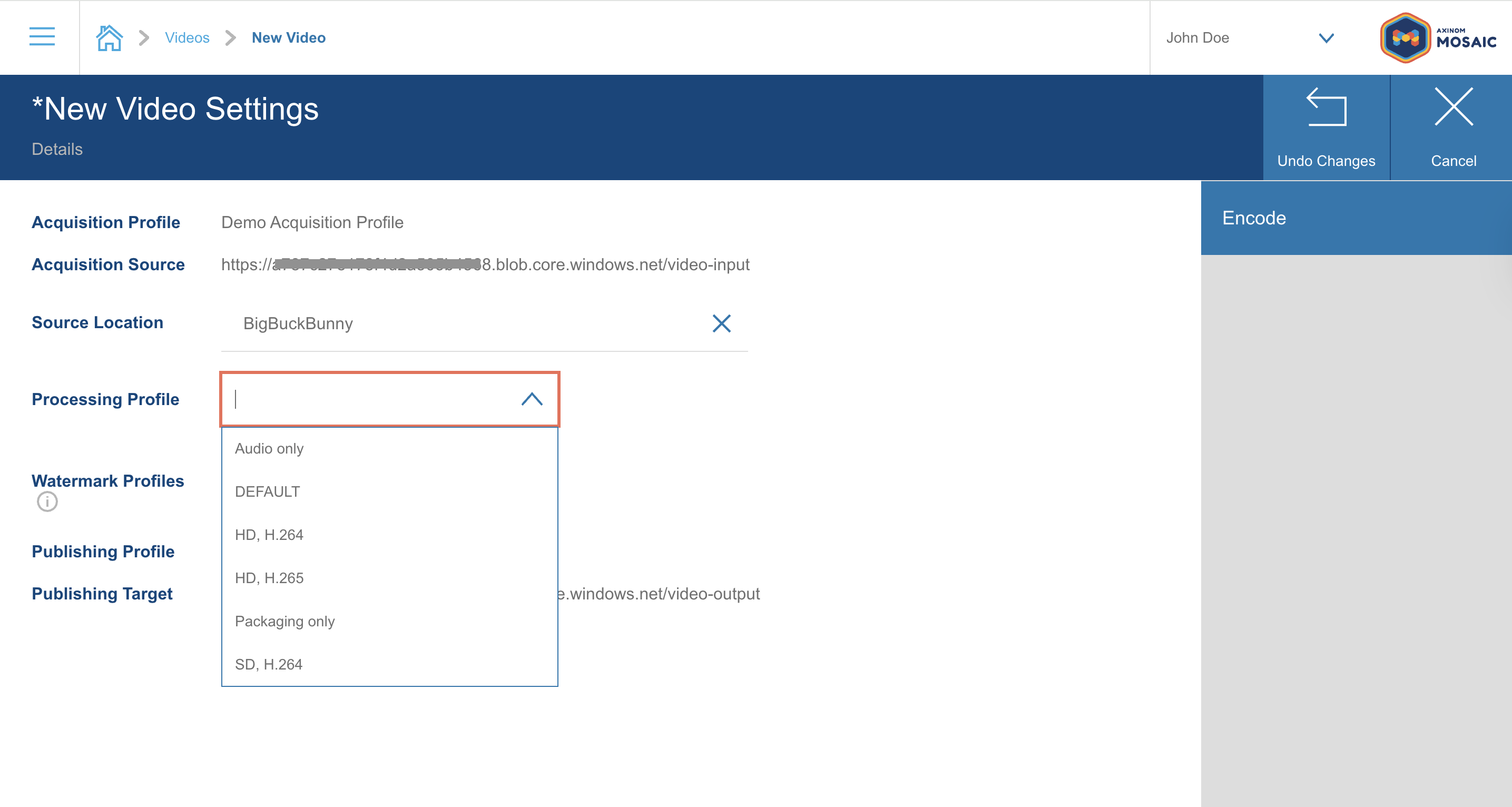 quickstart-select-processing-profile